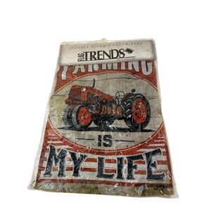 Carson Tractor Flag "Farming is my Life" 13x18" gray red new‎
